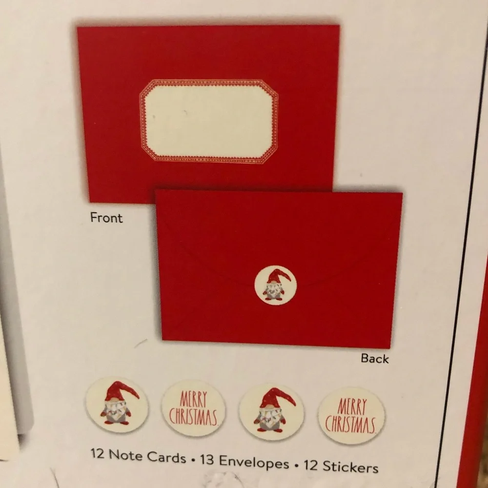 🆕 Rae Dunn MERRY CHRISTMAS Gnome Note Card Set
